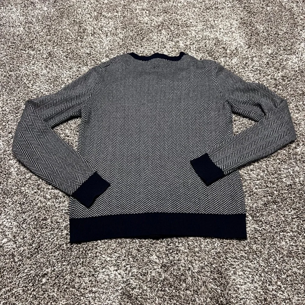 Tommy‎ Hilfiger Womens Pima Cotton Herringbone Cardigan Navy Blue Small
